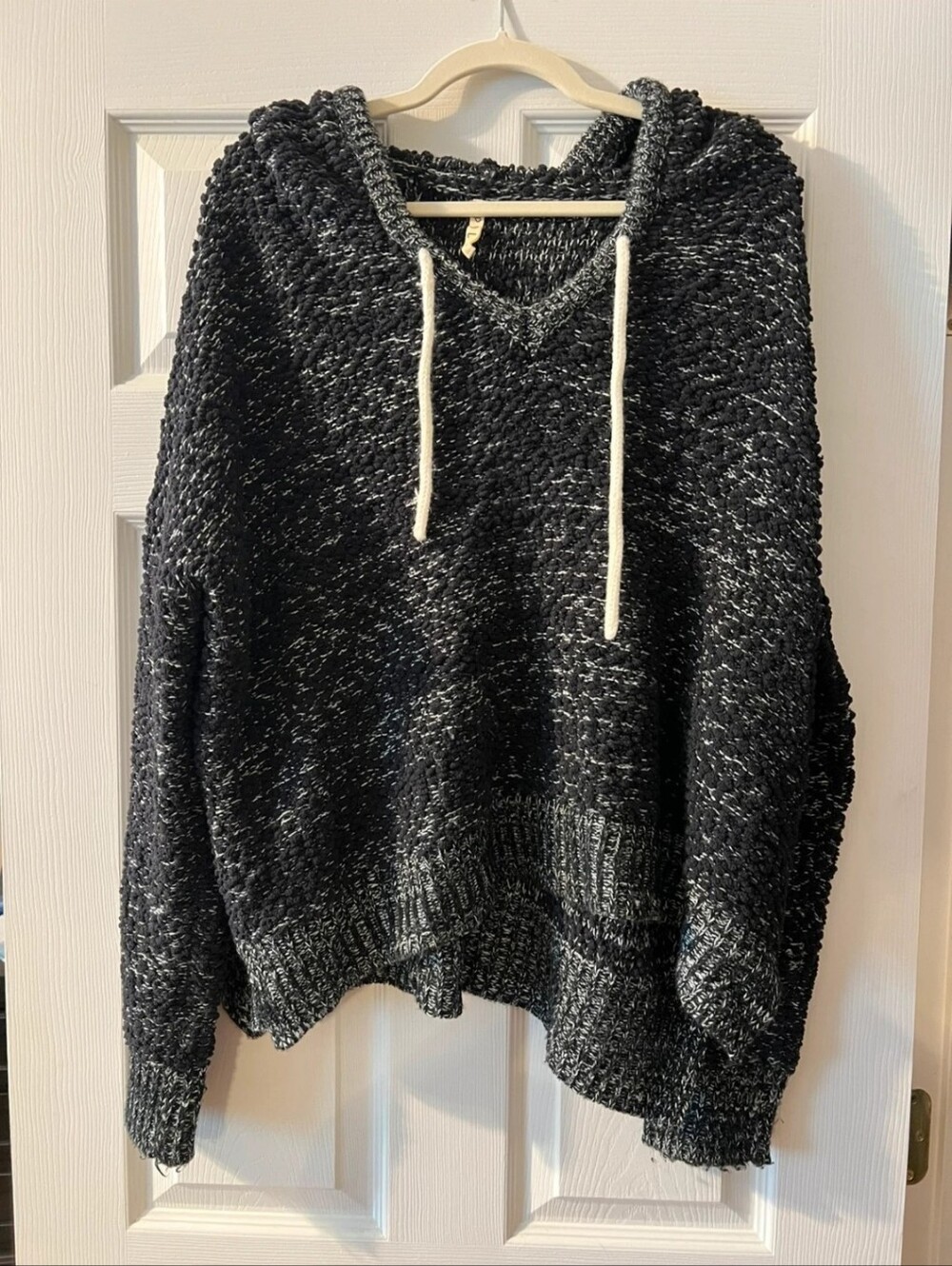 POL Cozy Black Marled Hooded Sweater NWOT